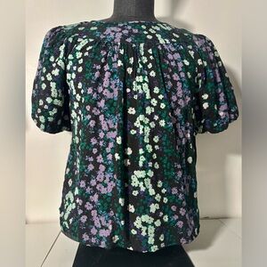 LOFT Floral Patterned Puff Sleeve Blouse